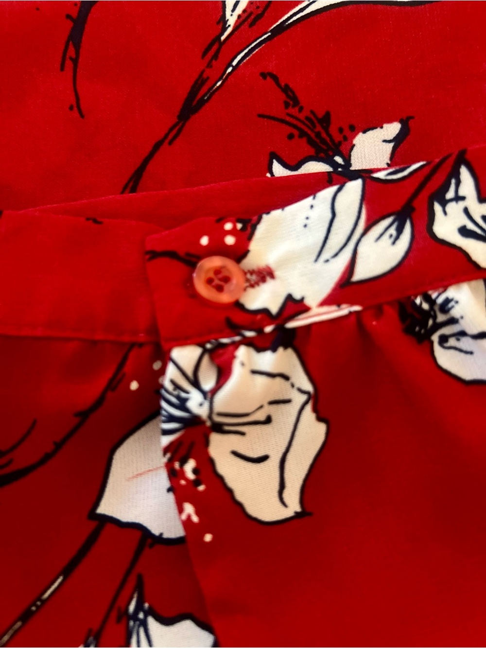 Red Floral Long Sleeve Tiered Dress, Size XL - Picture 6 of 7